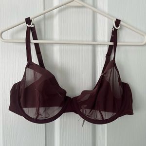 Sheer dark purple bra. 36C